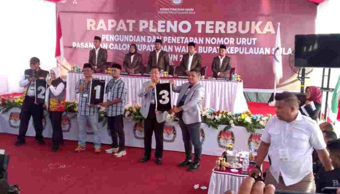 Ini Nomor Urut Tiga Paslon di Pilkada Sula