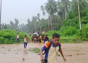 Tak Ada Jembatan, Siswa Aliyah Waisakai Harus Nyebur ke Kali Saat Hujan Deras