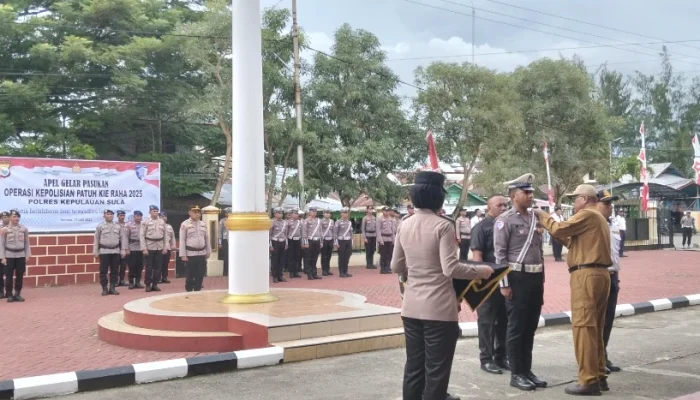 Polres Sula Gelar Apel Gabungan Operasi Kepolisian Patuh Kieraha 2025